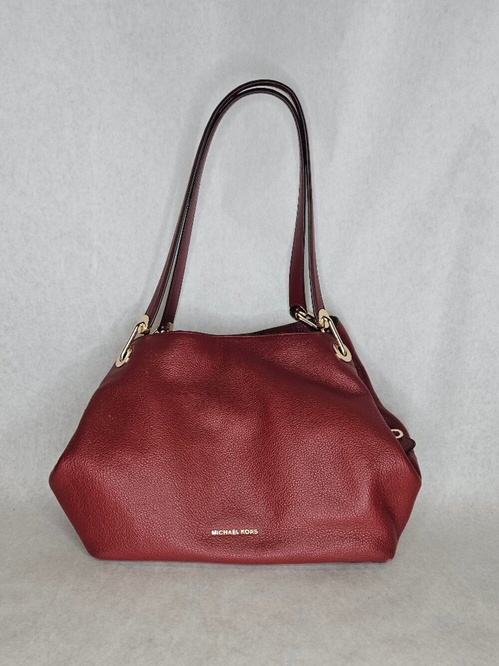 Michael Kors Red Maroon Leather Shoulder Bag Handbag Purse